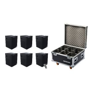 Showven Sparkular Mini 6-Pack - Bundle of (6) Sparkular Mini Cold Spark Machines in Black Finish with 6-Unit Roadcase and (2) Remotes