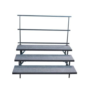 Staging 101 S3SCCGR - 3-Tier Straight Choral Riser System with Rear Guardrail in Carpet Finish
