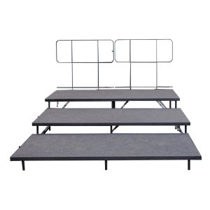 Staging 101 S3SSCGR - 3-Tier Straight Seated Riser System with Rear Guardrail in Carpet Finish