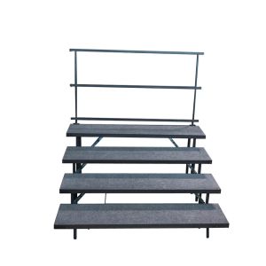 Staging 101 S4SCIGR - 4-Tier Straight Choral Riser System with Rear Guardrail in Industrial Finish