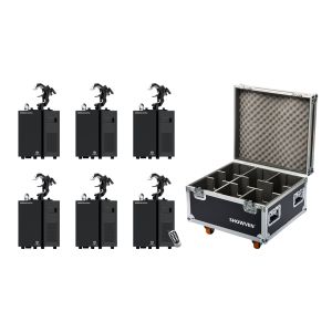 Showven Sparkular MiniFall 6-Pack - Bundle of (6) Sparkular MiniFall Cold Spark Machines in Black Finish with 6-Unit Roadcase and (2) Remotes