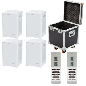 Showven Sparkular Mobile 4-Pack - Bundle of (4) Sparkular Mobile Cold Spark Machine in White Finish with 4-Unit Roadcase and (2) Remotes