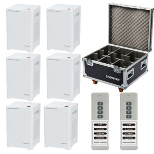 Showven Sparkular Mobile 6-Pack - Bundle of (6) Sparkular Mobile Cold Spark Machine in White Finish with 6-Unit Roadcase and (2) Remotes