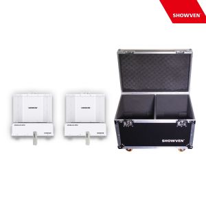 Showven Sparkular Spin 2-Pack - Bundle of (2) Sparkular Spin Cold Spark Machine in White Finish with 2-Unit Roadcase and Remote