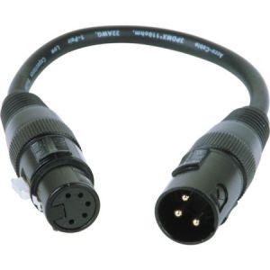 Accu Cable AC3PM5PFM - 1FT 3-Pin Male to 5-Pin Female DMX Adapter